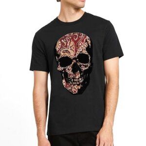 Guess Jasper Graphic Crewneck Tee Velvet Paisley Skull Organic Cotton Sz XL NWOT